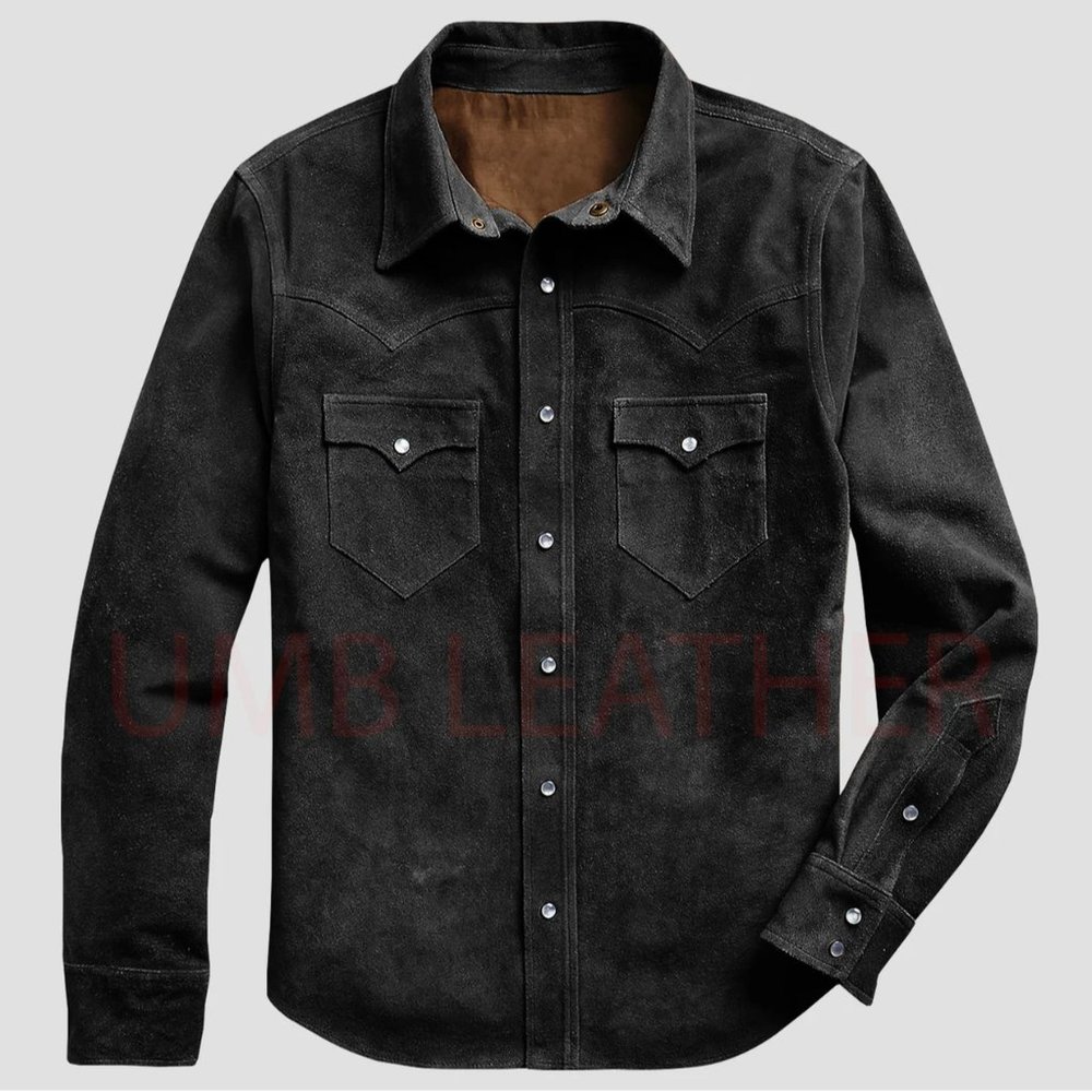 Western Suede Shirt Jacket Black M NEW
